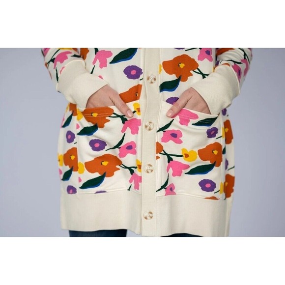 Evy's Tree Vivie in Bright Floral Sweatshirt Cardigan Sweater Size Large L - Picture 5 of 16